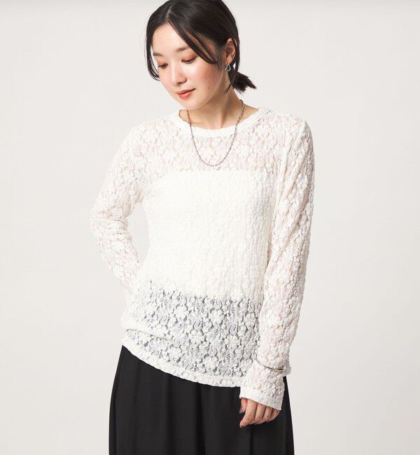 UNITED ARROWS green label relaxing「【WEB限定】＜at ease＞レース プルオーバー カットソー」|Tシャツ・カットソー|