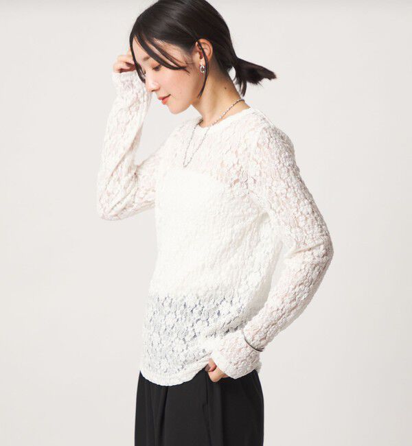 UNITED ARROWS green label relaxing「【WEB限定】＜at ease＞レース プルオーバー カットソー」|Tシャツ・カットソー|
