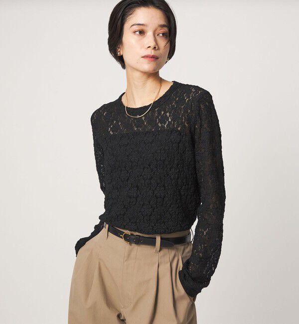 UNITED ARROWS green label relaxing「【WEB限定】＜at ease＞レース プルオーバー カットソー」|Tシャツ・カットソー|
