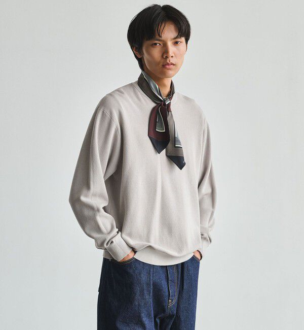 UNITED ARROWS green label relaxing「コットン カシミヤ ミラノリブ クルーネック ニット -ハンドウォッシャブル-」|ニット・セーター|LT.GRAY