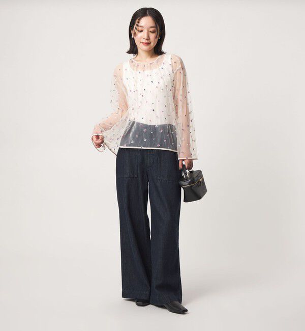 UNITED ARROWS green label relaxing「【WEB限定】＜at ease＞チュール シシュウ プルオーバー」|Tシャツ・カットソー|