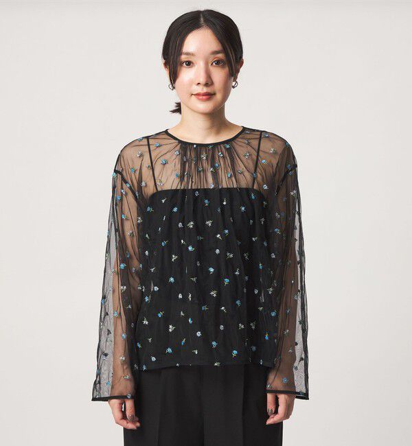 UNITED ARROWS green label relaxing「【WEB限定】＜at ease＞チュール シシュウ プルオーバー」|Tシャツ・カットソー|
