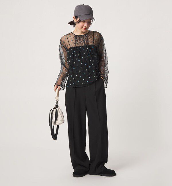 UNITED ARROWS green label relaxing「【WEB限定】＜at ease＞チュール シシュウ プルオーバー」|Tシャツ・カットソー|