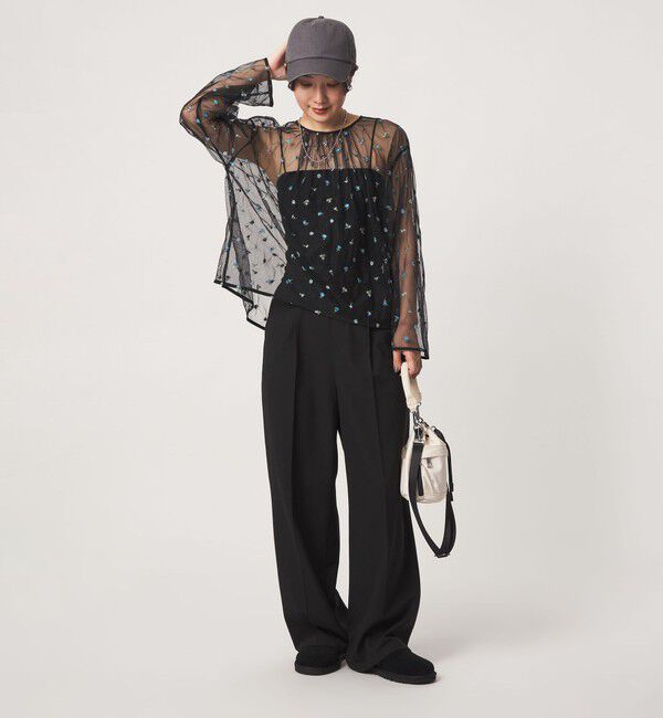 UNITED ARROWS green label relaxing「【WEB限定】＜at ease＞チュール シシュウ プルオーバー」|Tシャツ・カットソー|