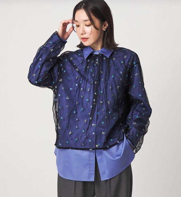 UNITED ARROWS green label relaxing「【WEB限定】＜at ease＞チュール シシュウ プルオーバー」|Tシャツ・カットソー|