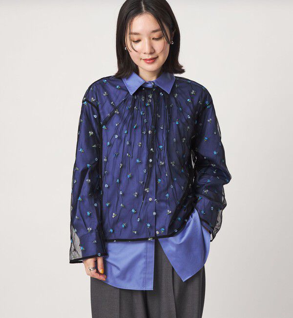UNITED ARROWS green label relaxing「【WEB限定】＜at ease＞チュール シシュウ プルオーバー」|Tシャツ・カットソー|