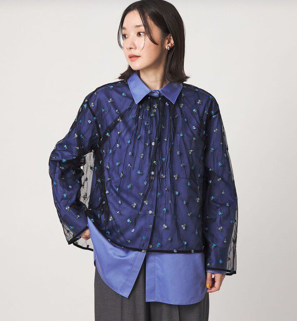 UNITED ARROWS green label relaxing「【WEB限定】＜at ease＞チュール シシュウ プルオーバー」|Tシャツ・カットソー|