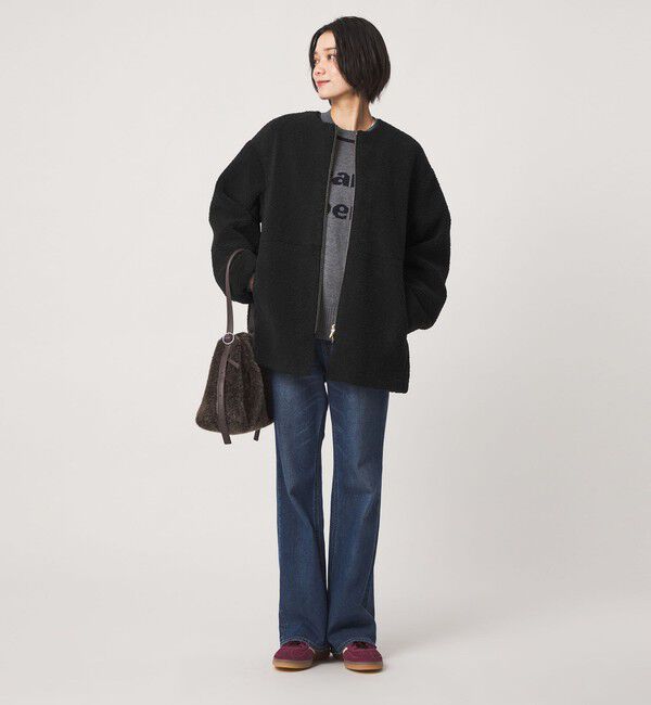 UNITED ARROWS green label relaxing「［size SHORTあり］ボア ノーカラー ブルゾン」|ブルゾン・スタジャン|