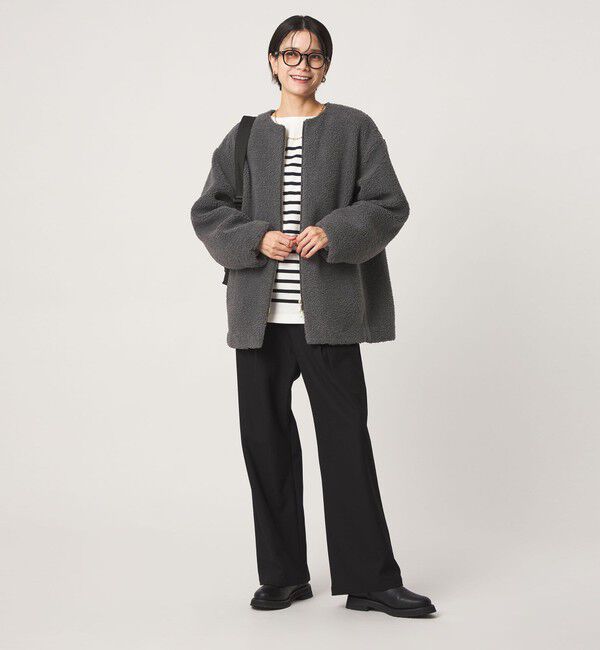 UNITED ARROWS green label relaxing「［size SHORTあり］ボア ノーカラー ブルゾン」|ブルゾン・スタジャン|