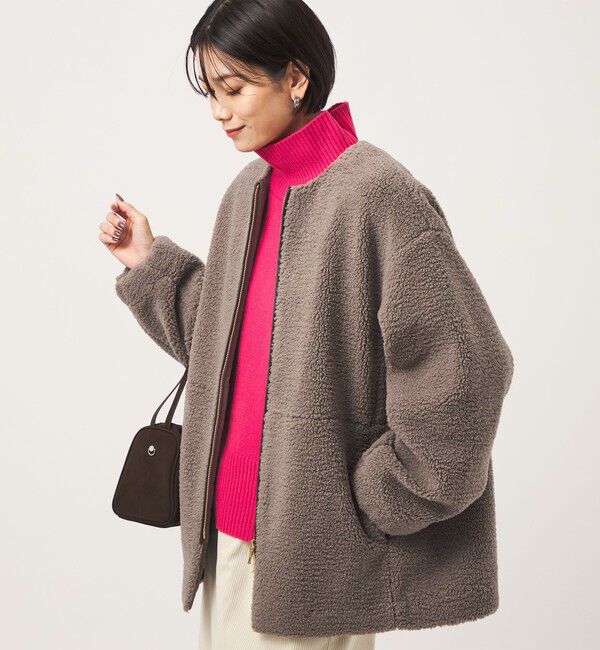 UNITED ARROWS green label relaxing「［size SHORTあり］ボア ノーカラー ブルゾン」|ブルゾン・スタジャン|