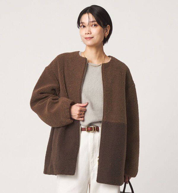 UNITED ARROWS green label relaxing「［size SHORTあり］ボア ノーカラー ブルゾン」|ブルゾン・スタジャン|