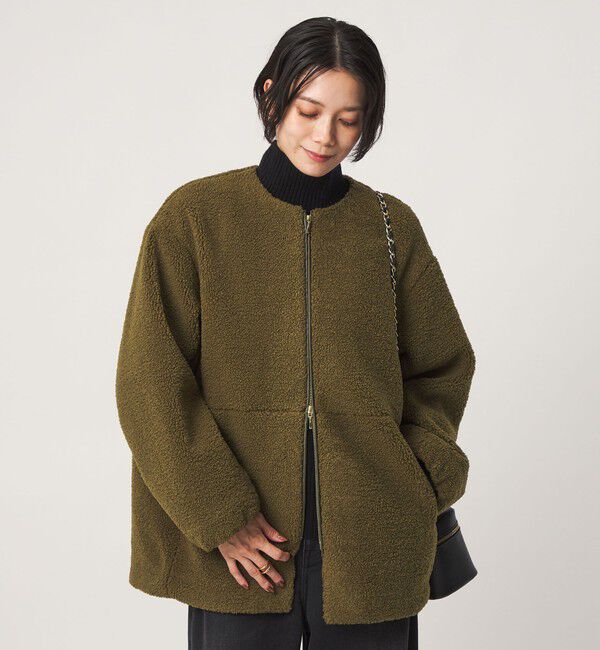 UNITED ARROWS green label relaxing「［size SHORTあり］ボア ノーカラー ブルゾン」|ブルゾン・スタジャン|