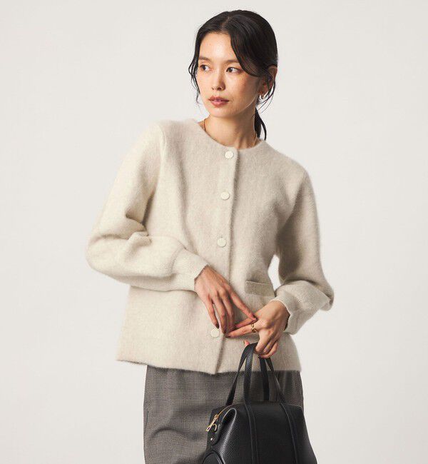 UNITED ARROWS green label relaxing「［size SHORTあり］FOXブレンド セッケツ ノーカラー カーディガン」|カーディガン|OFF WHITE