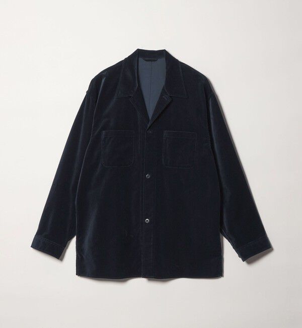 STEVEN ALAN「＜Steven Alan＞ オーガニックコットン ベルベット オープンカラー オーバー シャツ」|シャツ・ブラウス|NAVY