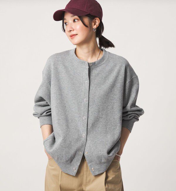 UNITED ARROWS green label relaxing「【WEB限定】＜at ease＞ダブルフェイス クルーネック カットソー カーディガン」|カーディガン|LT.GRAY