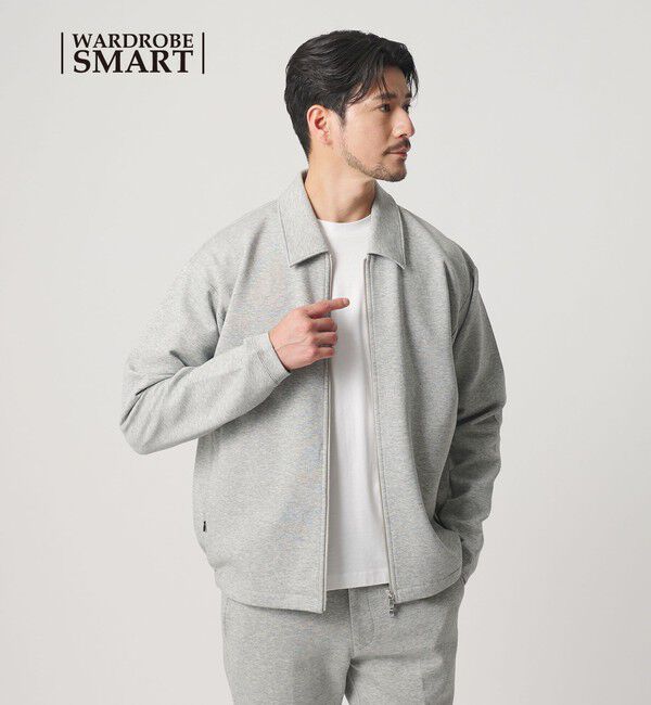 BEAUTY&YOUTH UNITED ARROWS「【WEB限定 WARDROBE SMART】ダブルニット ハリントン ジャケット/セットアップ対応 【抗菌・防臭】」|カーディガン|MD.GRAY