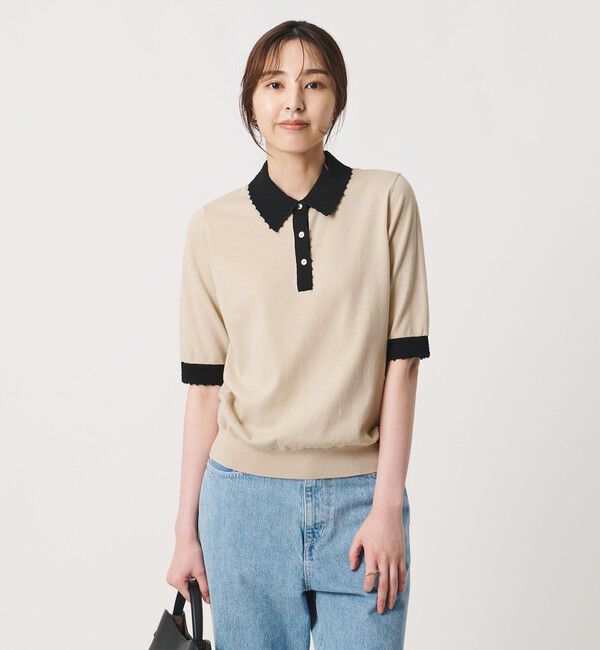 UNITED ARROWS「クロシェ ポロニット ‐ウォッシャブル‐」|ニット・セーター|BEIGE