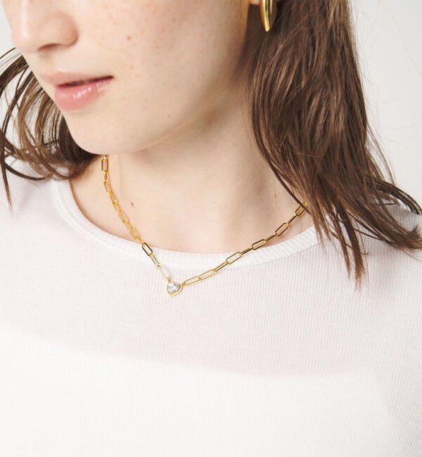 UNITED ARROWS「ハート  ビジュー チェーン ネックレス」|ネックレス|GOLD