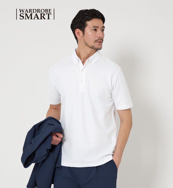 BEAUTY&YOUTH UNITED ARROWS「【WEB限定 WARDROBE SMART】ステイ クリーン ピケ BD ポロシャツ【抗菌防臭】」|ポロシャツ|WHITE