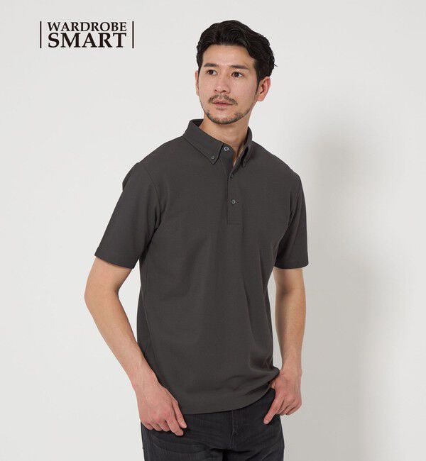 BEAUTY&YOUTH UNITED ARROWS「【WEB限定 WARDROBE SMART】ステイ クリーン ピケ BD ポロシャツ【抗菌防臭】」|ポロシャツ|DK.GRAY