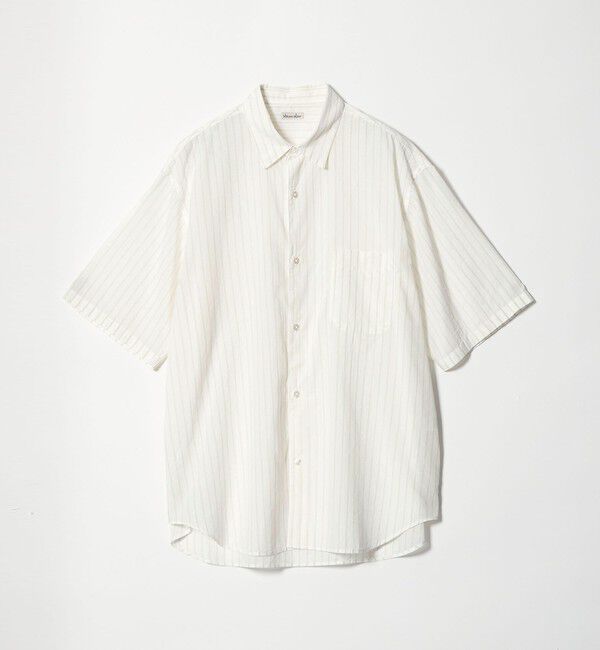 STEVEN ALAN「＜Steven Alan＞ AKIHA ストライプ レギュラーカラー ショートスリーブ シャツ」|シャツ・ブラウス|WHITE