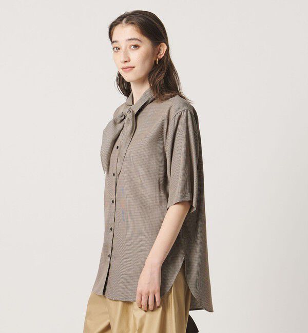 UNITED ARROWS「チェック スカーフ 5分袖 シャツ」|シャツ・ブラウス|