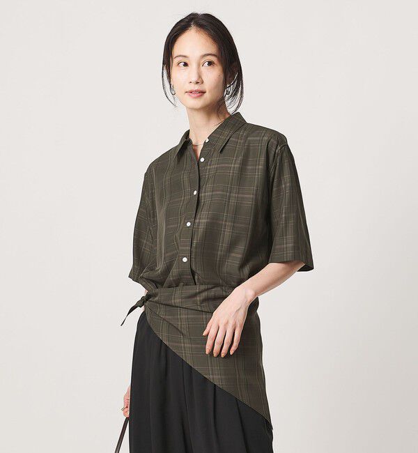 UNITED ARROWS「チェック スカーフ 5分袖 シャツ」|シャツ・ブラウス|