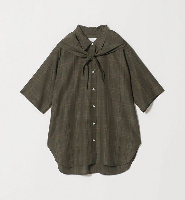 UNITED ARROWS「チェック スカーフ 5分袖 シャツ」|シャツ・ブラウス|