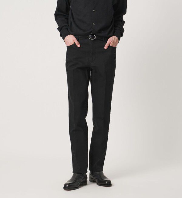 UNITED ARROWS「ドリル 5ポケット ベーシック ノープリーツ パンツ」|チノ|BLACK