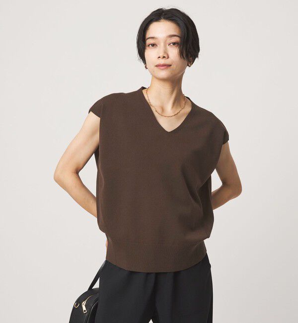 UNITED ARROWS green label relaxing「Vネック ニット ベスト」|ベスト・ジレ|DK.BROWN
