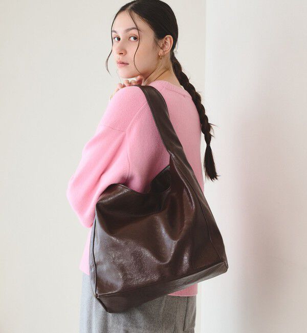 BEAUTY&YOUTH UNITED ARROWS「レザーライク ビッグ ワンショルダーバッグ」|ショルダー・メッセンジャー|DK.BROWN
