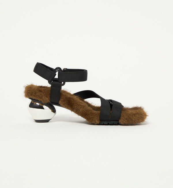 SY UNITED ARROWS「＜SY＞メタルヒール フェイクファー サンダル50&uarr;」|サンダル|