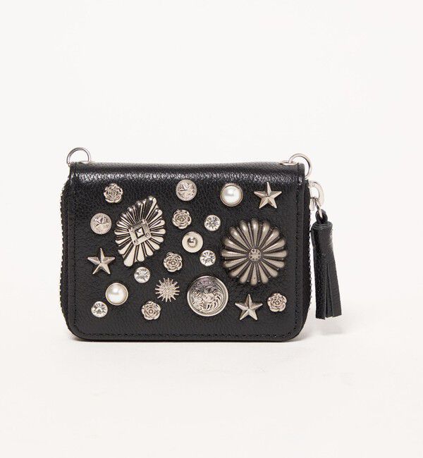 EMMEL REFINES「＜EMMEL REFINES＞EM チェーンツキ スタッズ ウォレット」|財布|BLACK