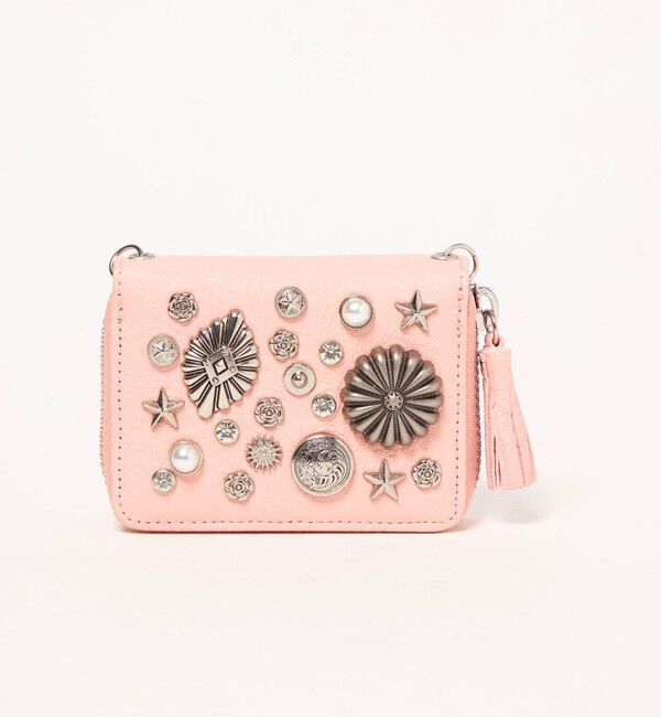 EMMEL REFINES「＜EMMEL REFINES＞EM チェーンツキ スタッズ ウォレット」|財布|PINK