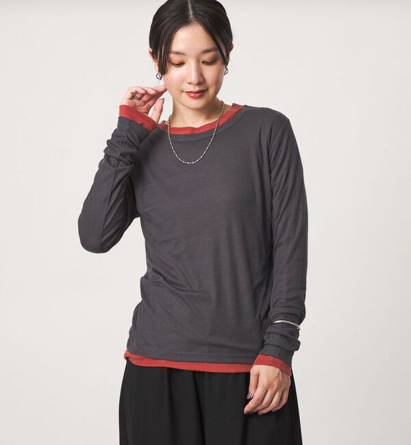 UNITED ARROWS green label relaxing「【WEB限定】＜at ease＞ハイショク レイヤード プルオーバー カットソー」|Tシャツ・カットソー|DK.GRAY