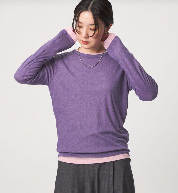 UNITED ARROWS green label relaxing「【WEB限定】＜at ease＞ハイショク レイヤード プルオーバー カットソー」|Tシャツ・カットソー|PURPLE