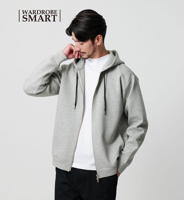 BEAUTY&YOUTH UNITED ARROWS「【WEB限定 WARDROBE SMART】ダブルニット ジップパーカー/セットアップ対応【抗菌・防臭】」|パーカー|MD.GRAY