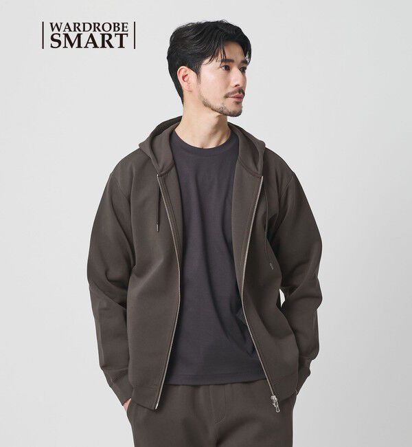 BEAUTY&YOUTH UNITED ARROWS「【WEB限定 WARDROBE SMART】ダブルニット ジップパーカー/セットアップ対応【抗菌・防臭】」|パーカー|DK.GRAY
