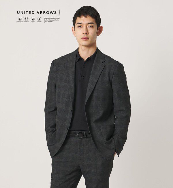 UNITED ARROWS「グレンプレイド シングル 2ボタン テーラードジャケット UA COZY ウォッシャブル 2WAYストレッチ」|テーラードジャケット|DK.GRAY
