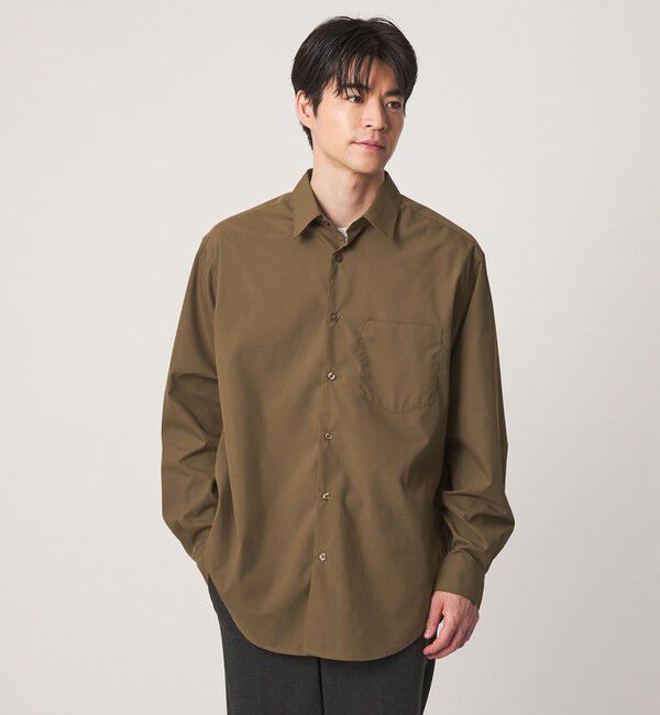 UNITED ARROWS green label relaxing「【WEB限定】JUST fit コットンライク リラックス シルエット 長袖 シャツ」|シャツ・ブラウス|