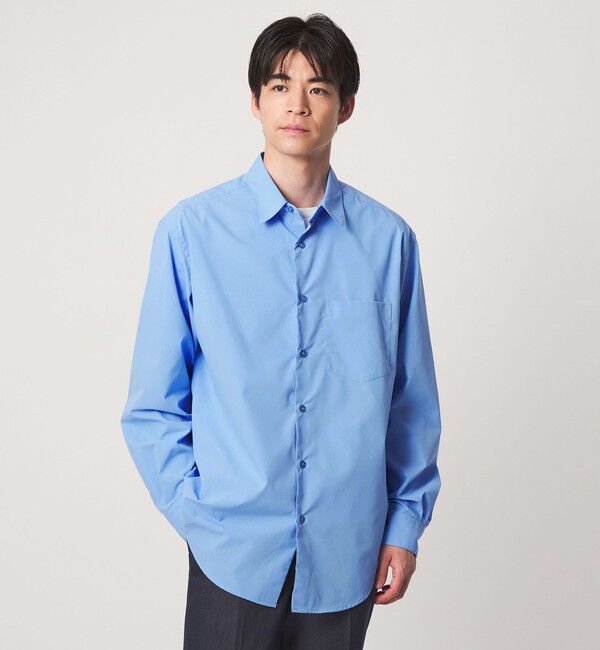UNITED ARROWS green label relaxing「【WEB限定】JUST fit コットンライク リラックス シルエット 長袖 シャツ」|シャツ・ブラウス|COBALT