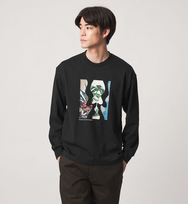 UNITED ARROWS green label relaxing「＜Phospho Graphica＞グラフィック 長袖 Tシャツ カットソー」|Tシャツ・カットソー|BLACK