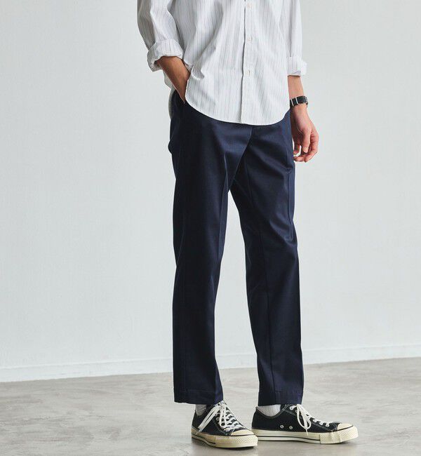 UNITED ARROWS green label relaxing「TC サテン スマートレッグ S2 パンツ -ストレッチ-」|チノ|NAVY