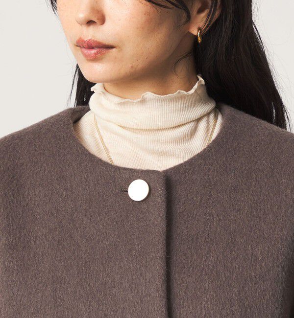 UNITED ARROWS green label relaxing「アンゴラビーバー ノーカラー ロングコート」|ノーカラーコート|