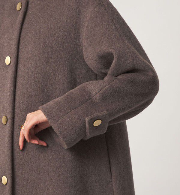UNITED ARROWS green label relaxing「アンゴラビーバー ノーカラー ロングコート」|ノーカラーコート|