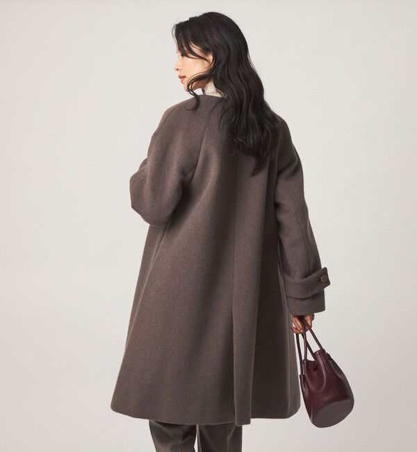 UNITED ARROWS green label relaxing「アンゴラビーバー ノーカラー ロングコート」|ノーカラーコート|