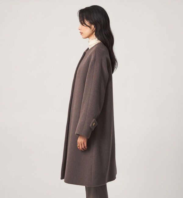 UNITED ARROWS green label relaxing「アンゴラビーバー ノーカラー ロングコート」|ノーカラーコート|