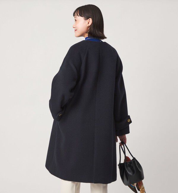 UNITED ARROWS green label relaxing「アンゴラビーバー ノーカラー ロングコート」|ノーカラーコート|