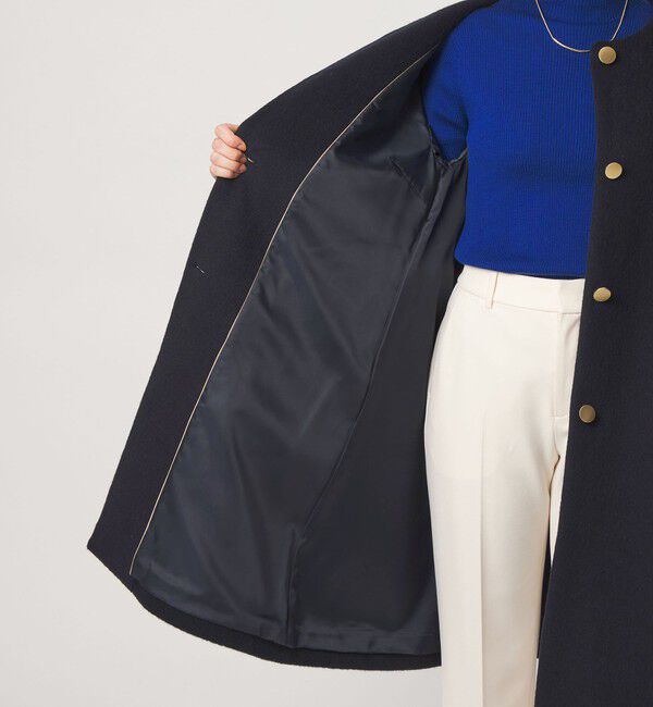 UNITED ARROWS green label relaxing「アンゴラビーバー ノーカラー ロングコート」|ノーカラーコート|