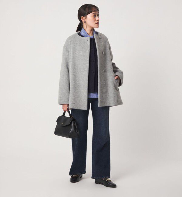 UNITED ARROWS green label relaxing「［size SHORTあり］アンゴラビーバー ミドルコート」|ノーカラーコート|